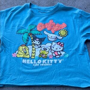 Hello Kitty Good Vibes Roll Bottom Crop  Blue T-Shirt